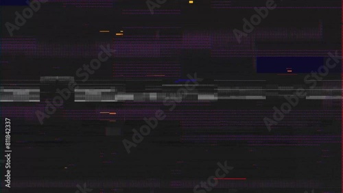 Glitch noise static television or VHS VFX. Tv screen interference distortion effect. Vintage background or glitch transition effect for video editing. Old damaged noisy stripes effect 4K