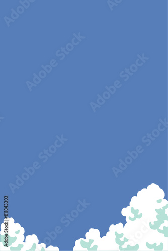 ポップな夏の青空と雲の背景素材