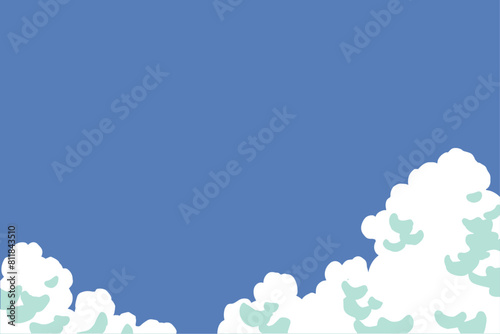 ポップな夏の青空と雲の背景素材