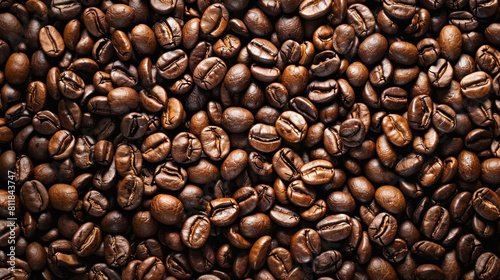 Roasted coffee beans in a pile