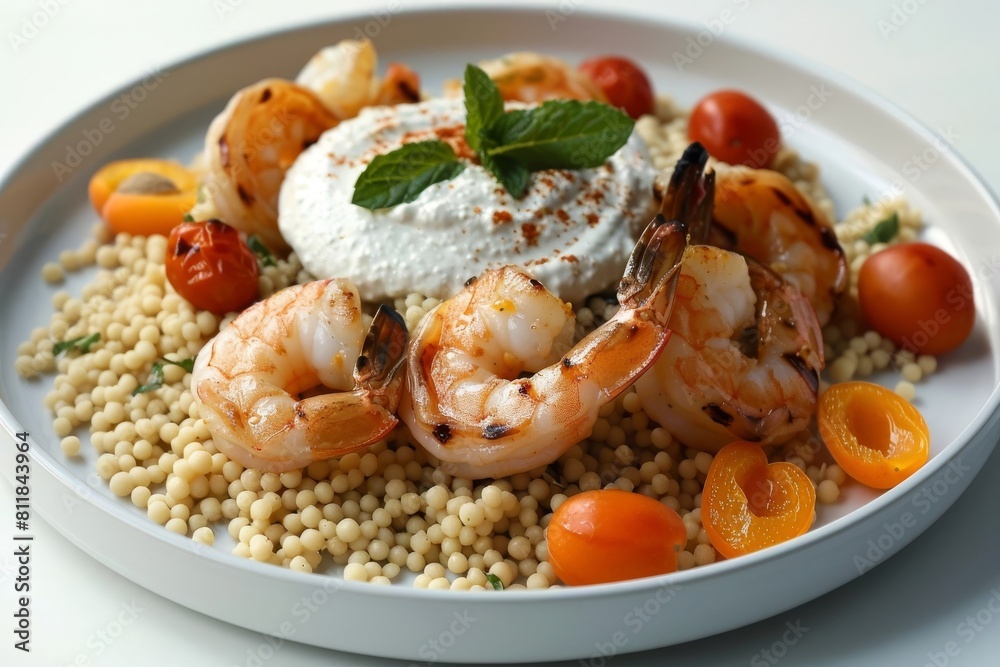 Vibrant and Tasty Shrimp and Couscous With Creamy Yogurt-Hummus Sauce Vibrant and Tasty Shrimp and Couscous With Creamy Yogurt-Hummus Sauce