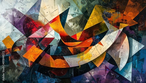 An abstract painting showing jumbled geometric shapes, representing the theme of discombobulation photo