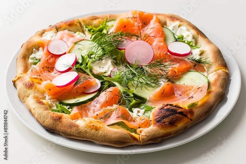 Smoked Salmon and Mixed Greens Grilled Pizza