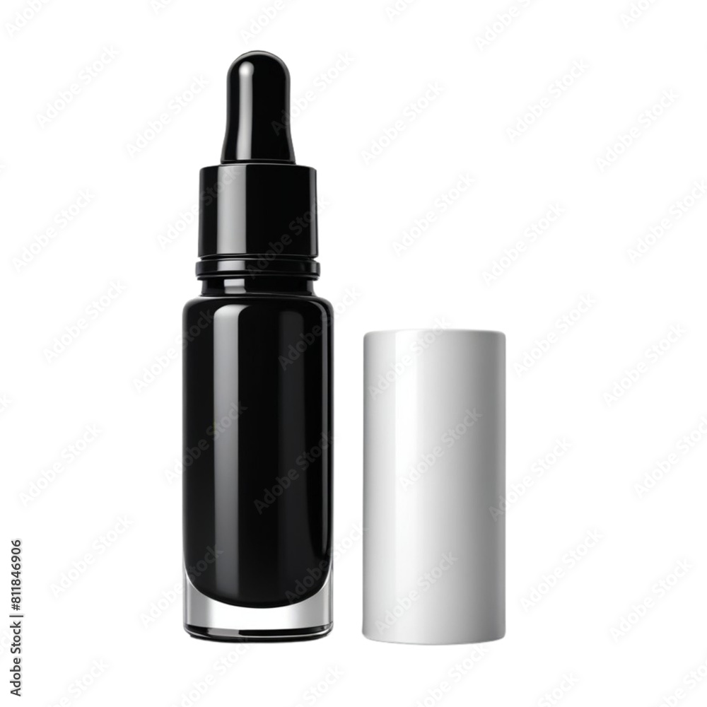 black serum bottle on Isolated transparent background png. generated with AI black serum bottle on Isolated transparent background png. generated with AI