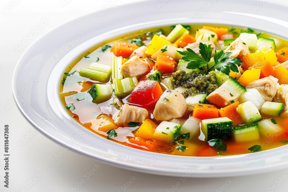 Homemade Chicken Minestrone Soup with Fresh Vegetables and Parmesan Homemade Chicken Minestrone Soup with Fresh Vegetables and Parmesan