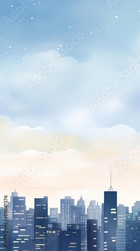 create an illustration of a bustling cityscape at dusk