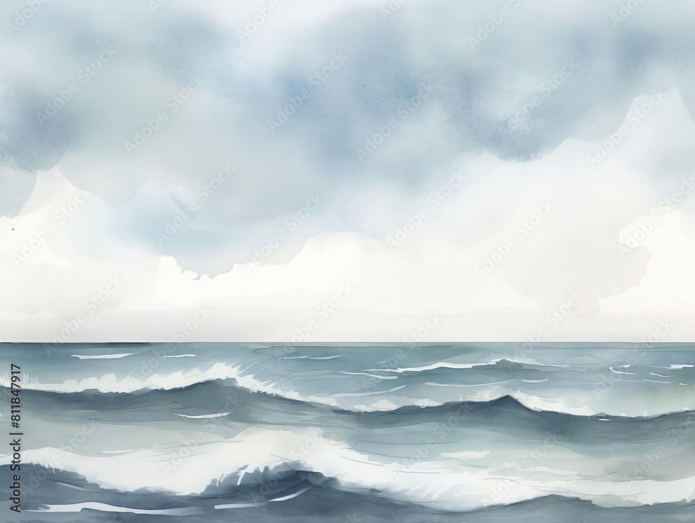 Fototapeta premium moody sketch of a stormy sea with crashing waves