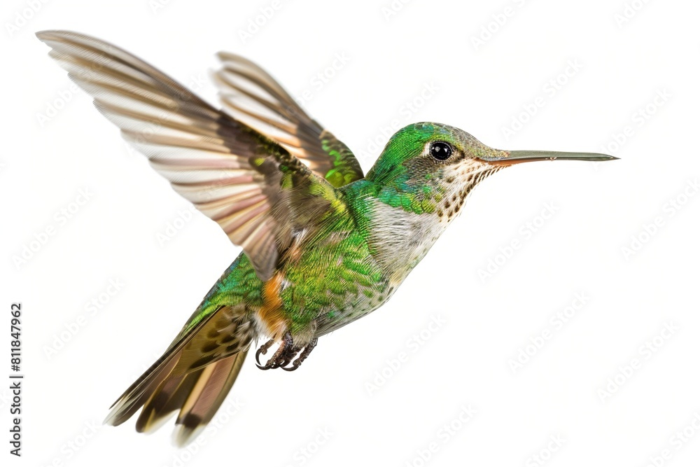 Fototapeta premium Ein Kolibri vor weißem Hintergrund