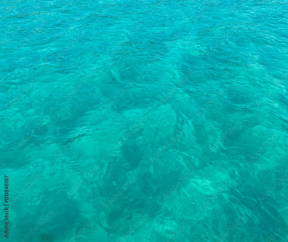 Background picture of sea water. Clear sea water with small waves. It is a warm, fun atmosphere, very suitable for swimming.