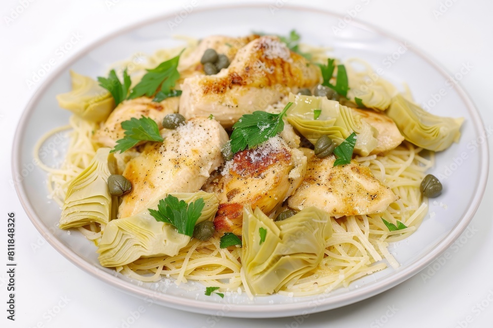 15-Minute Chicken Scaloppini with Artichokes and Angel Hair Pasta