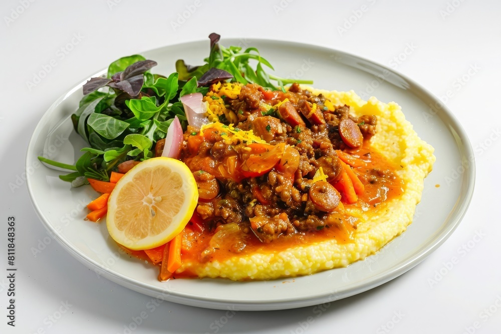 Cheesy Polenta with Chunky Tomato Ragu and Italian Cheese Cheesy Polenta with Chunky Tomato Ragu and Italian Cheese