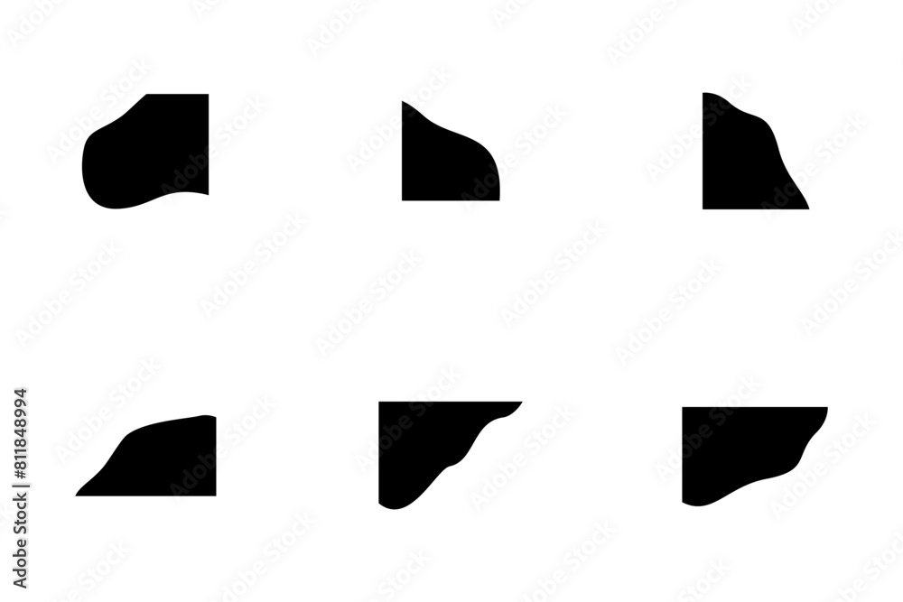 Liquid and fluid shape Corners Geomatric pictogram symbol visual illustration Set