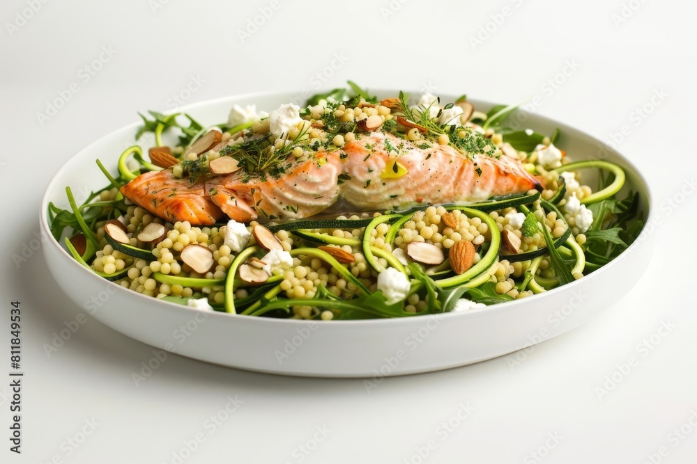 Delicious Summer Zucchini Noodle Salad with Arugula Base, Crumbled Feta, and Toasted Almonds Delicious Summer Zucchini Noodle Salad with Arugula Base, Crumbled Feta, and Toasted Almonds
