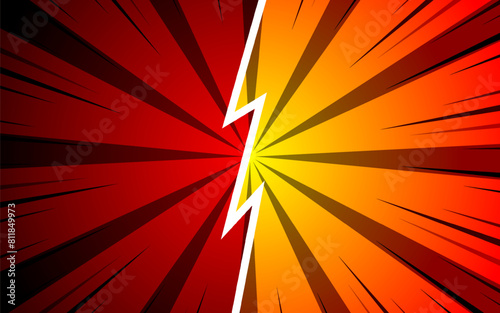 Versus pop art background template for cartoon comic book page or poster. Background with halftone effect in comic style design.