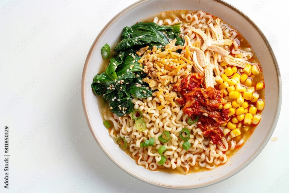 Spicy and Savory Chicken, Corn and Kimchi Ramen Dish Spicy and Savory Chicken, Corn and Kimchi Ramen Dish