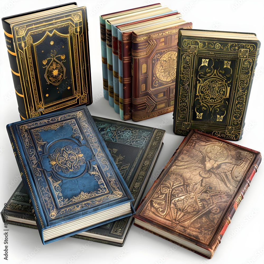 Fototapeta premium sublimation Fantasy Books on white background