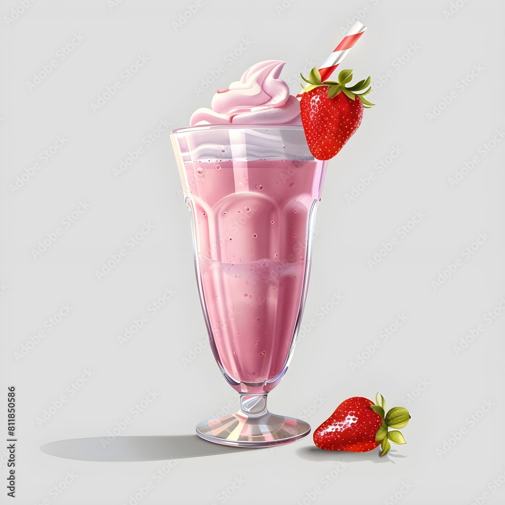strawberry ice cream and strawberry milkshake with strawberry on white background strawberry ice cream and strawberry milkshake with strawberry on white background