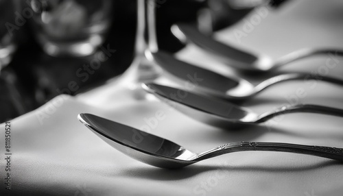 spoon with a spoon a festively laid table in black and white