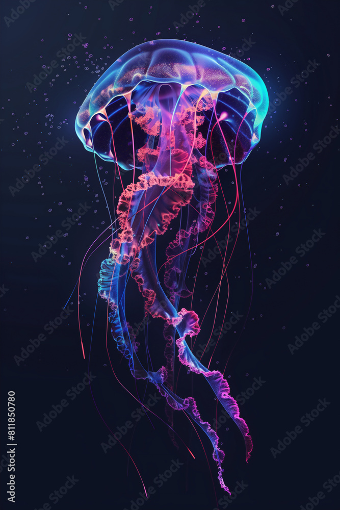 jellyfish in the sea, jellyfish organic shape font on black background