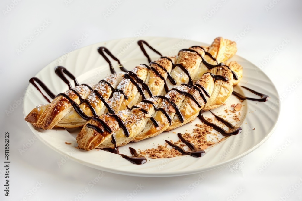 Delicious Almond Twists with Dark Chocolate Sauce Delicious Almond Twists with Dark Chocolate Sauce