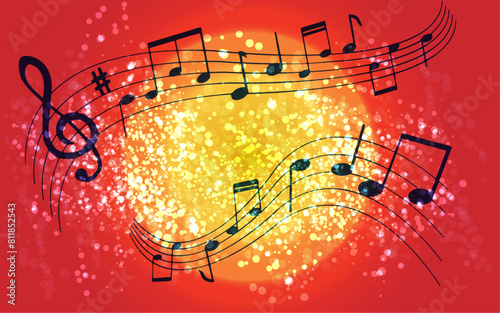 bold glittering music wallpaper with musical notes 