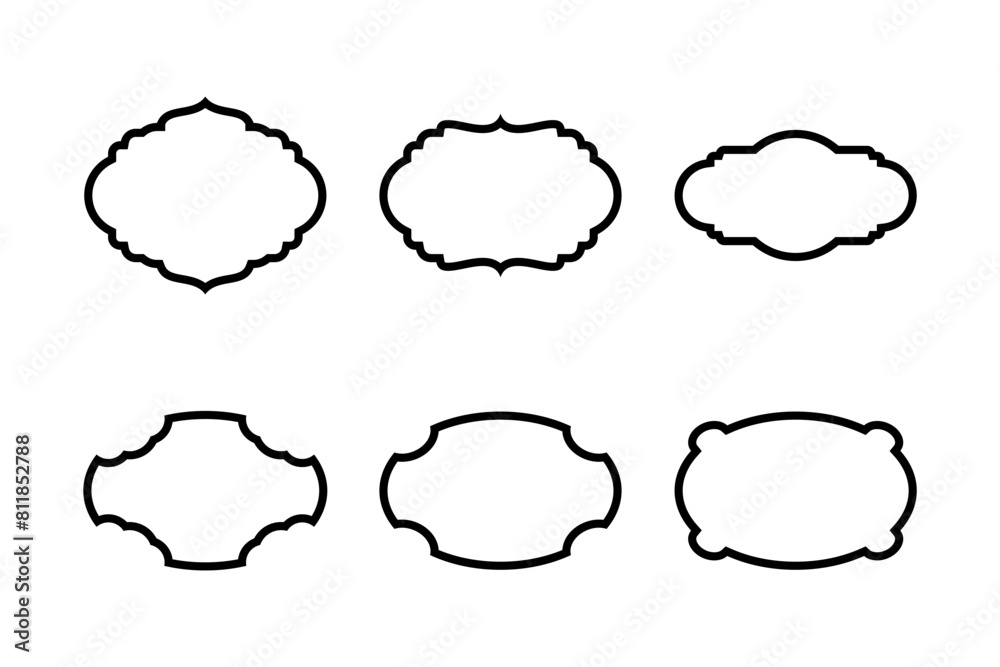 Obraz premium Label Frame Emblems Badges Shape black Glyph pictogram symbol visual illustration Set