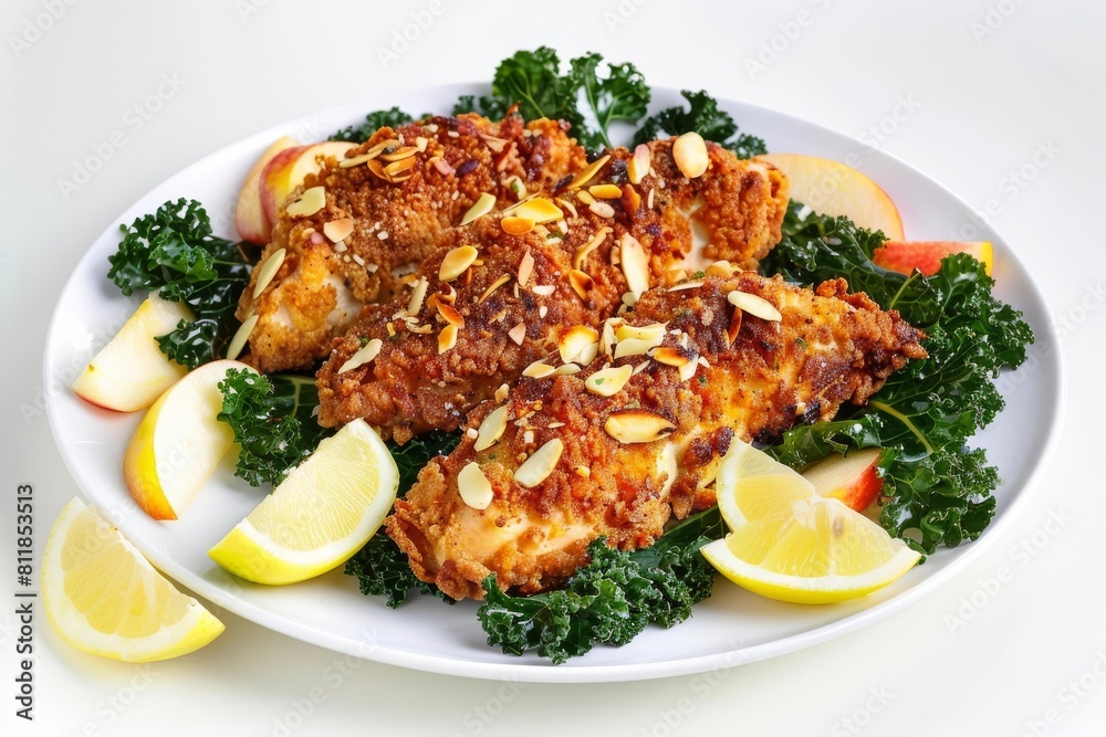 Mouthwatering Almond-Crusted Chicken with Roasted Kale and Apples Mouthwatering Almond-Crusted Chicken with Roasted Kale and Apples