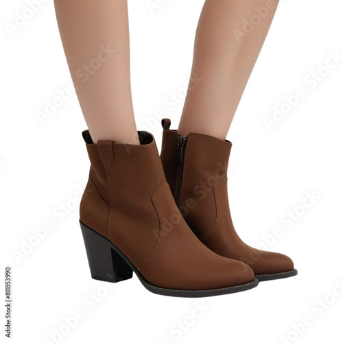 brown woman boots on Isolated transparent background png. generated with AI
