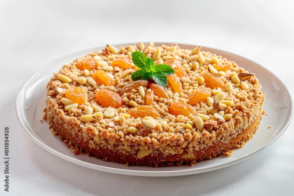 Almond Pine Nut Apricot Crumb Cake with Beautiful Presentation Almond Pine Nut Apricot Crumb Cake with Beautiful Presentation