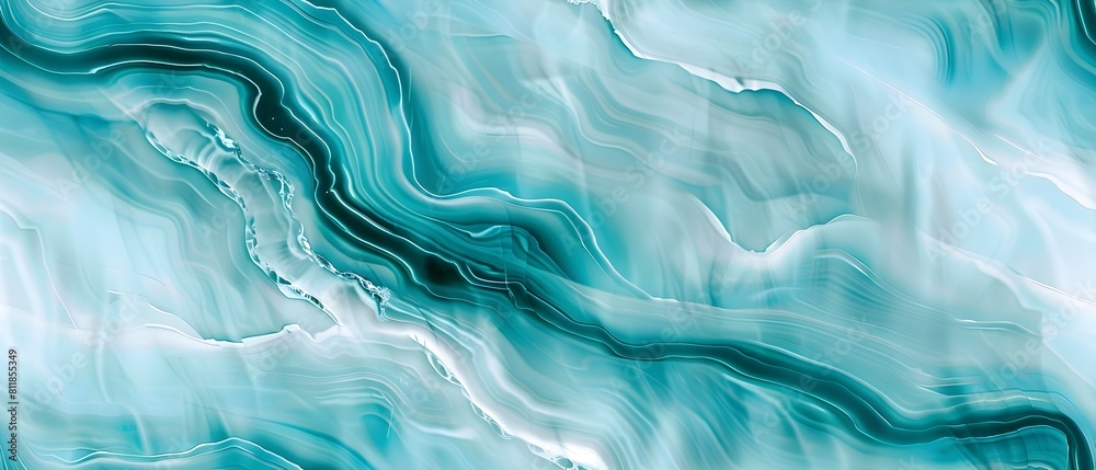 Abstract turquoise marble texture background with smooth wavy lines, elegant and modern design. Seamless loop repeatable patterns. 