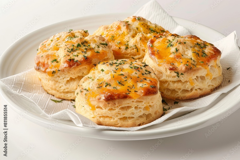Mouthwatering Cheddar Biscuits Served in a Small Basket
