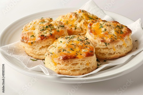 Mouthwatering Cheddar Biscuits Served in a Small Basket