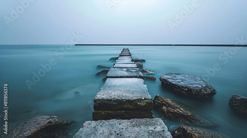 Beautiful view of rock pier in the sea