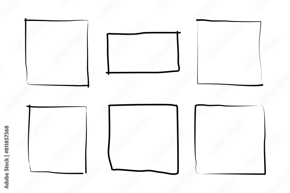 Hand Drawn Frame Square Double Thin Line pictogram symbol visual illustration Set Hand Drawn Frame Square Double Thin Line pictogram symbol visual illustration Set