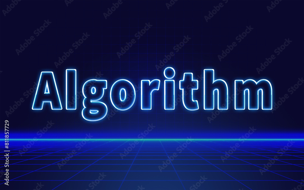 Digital blue background with the word ALGORITHM Digital blue background with the word ALGORITHM