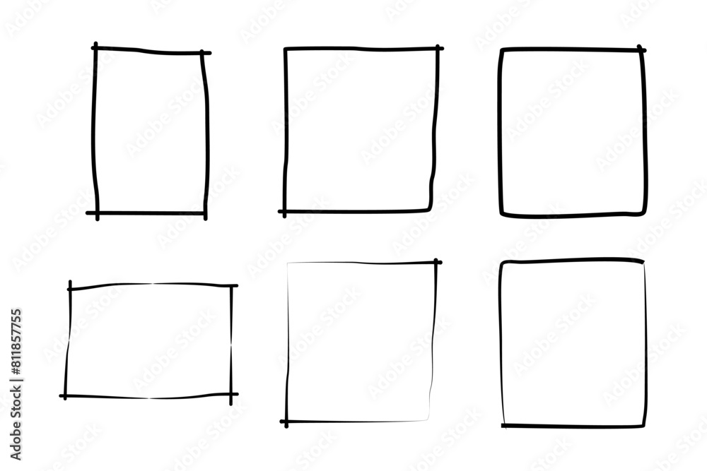 Hand Drawn Frame Square Double Thin Line pictogram symbol visual illustration Set Hand Drawn Frame Square Double Thin Line pictogram symbol visual illustration Set