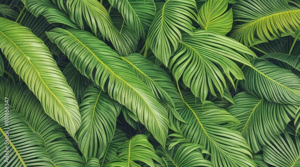 Tropical green leaves background