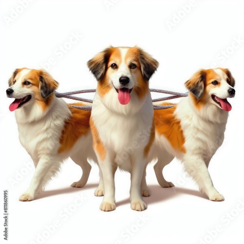 Many dogs with leashes image art harmony card design illustrator. © annise