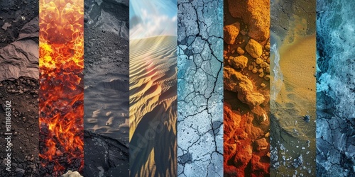 A collage of different natural Earth textures mixed in beautiful abstract background photo