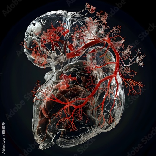 Detailed 3D X-Ray Visualization of the Spleen's Intricate Cardiovascular and Lymphatic Structure photo