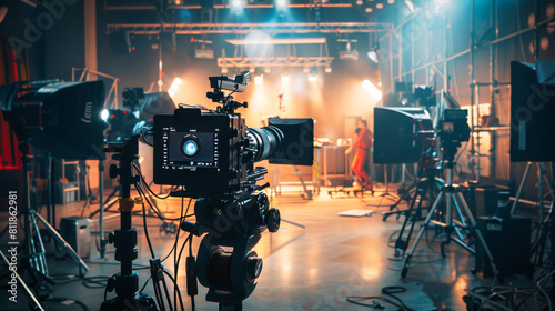 Behind the scene in a studio of video production