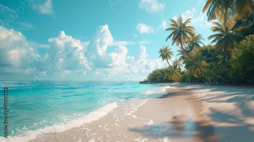 White Beach Island Caribbean  AI Generative