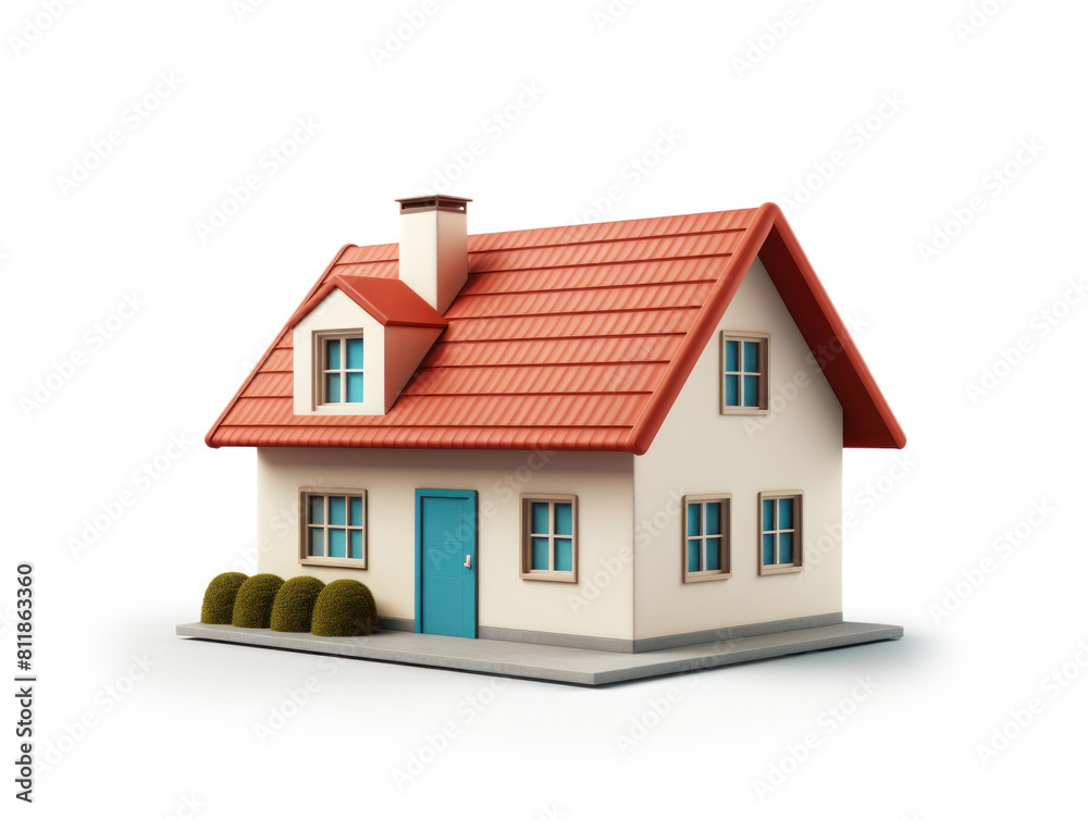 residential building, town house, 3d style, isolated on white background residential building, town house, 3d style, isolated on white background