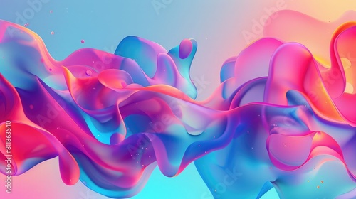 A visually captivating 3D rendering featuring an abstract creative template. Acrylic ink dances in water  creating a mesmerizing blend of pastel pink  orange  blue  aqua  and violet swirling fog. An a