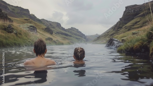 Two friends in a secluded hot spring