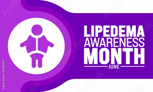 June is Lipedema Awareness Month background template. Holiday concept. use to background, banner, placard, card, and poster design template with text inscription and standard color. vector