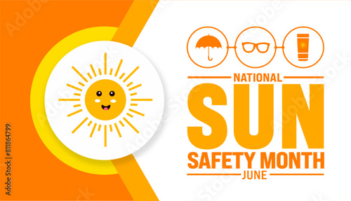 June is National Sun Safety Month background template. Holiday concept. use to background, banner, placard, card, and poster design template with text inscription and standard color. vector