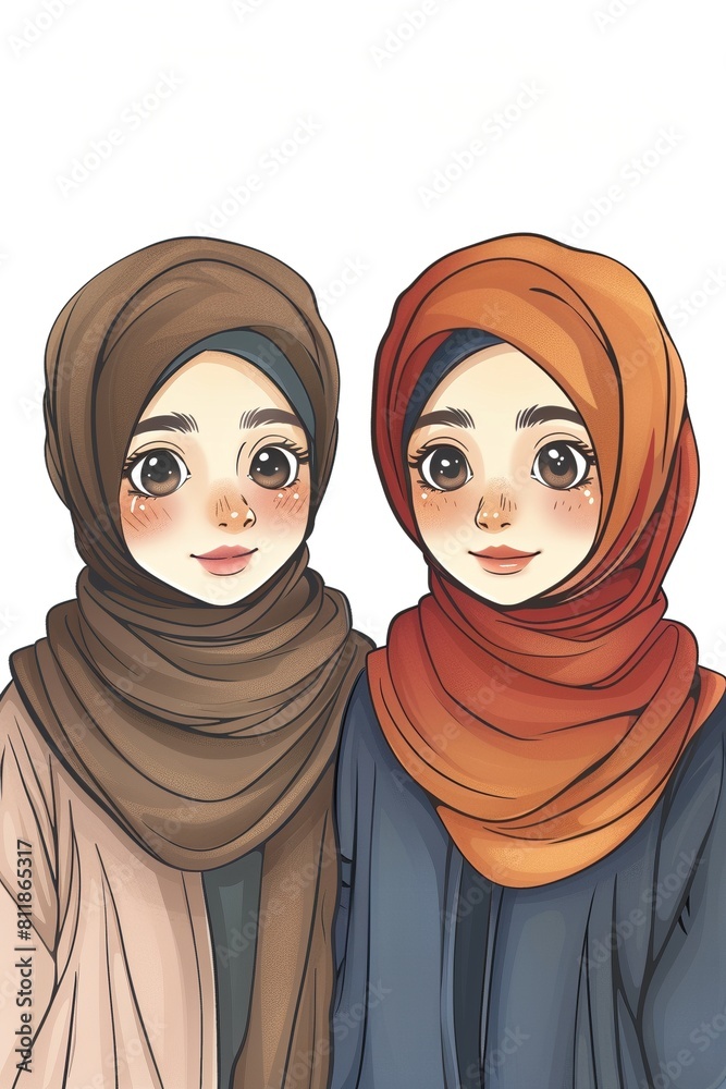 Zwei Muslimische Mädchen, beste Freundinnen Zwei Muslimische Mädchen, beste Freundinnen