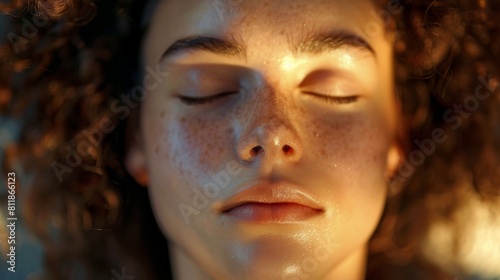 Closeup up shot of young woman's face after a facial treatment