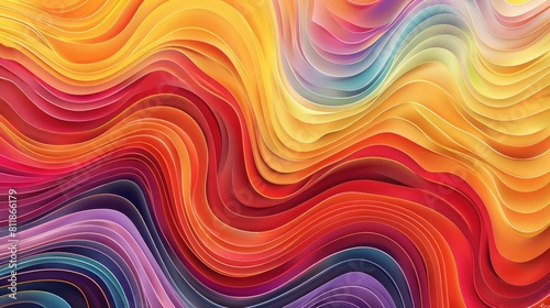 abstract papercut background consisting of iridescent multi colored lines of stepped character, layers of paper like in quilling, Abstract colorful background with wavy lines photo